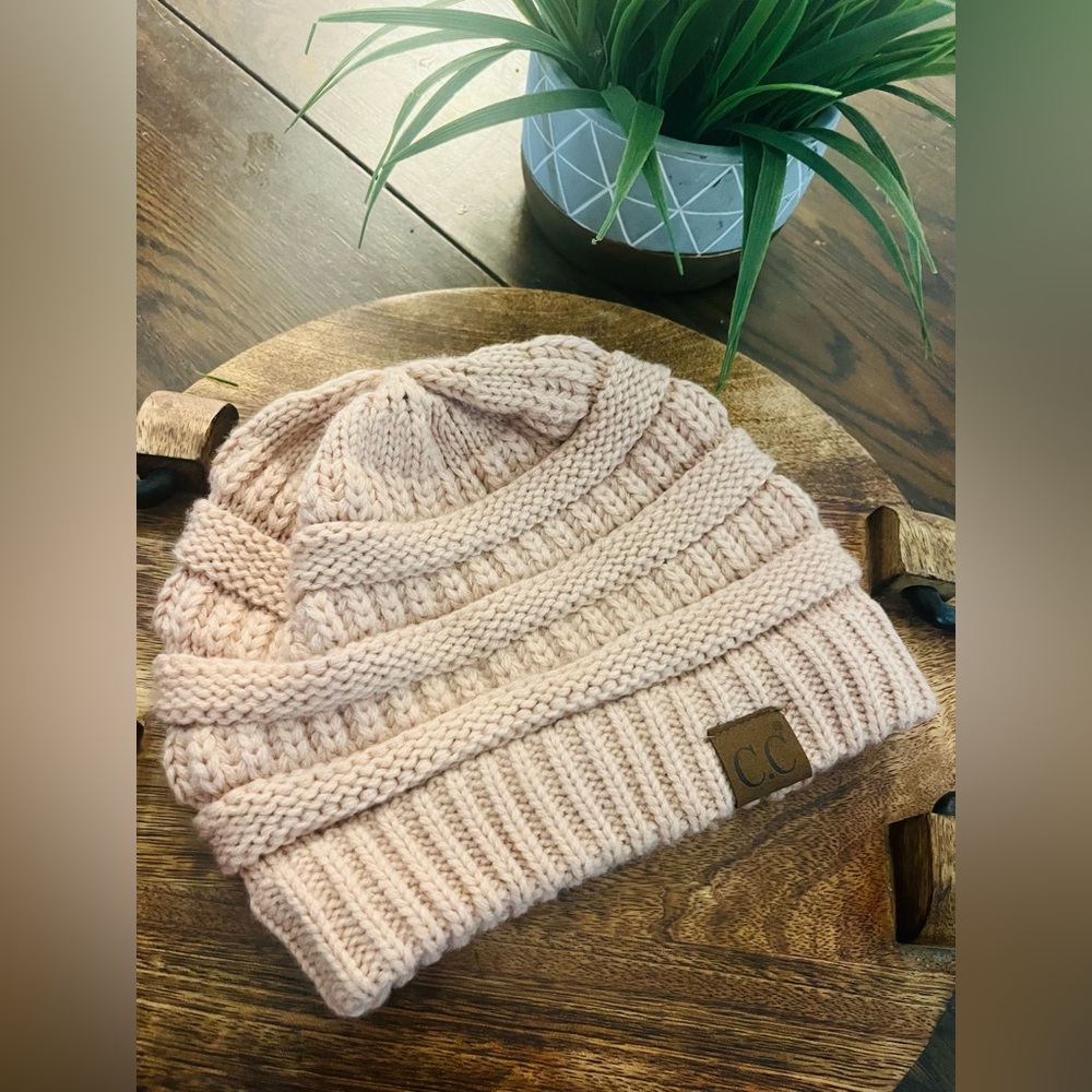 C.C Light Pink Knit Beanie